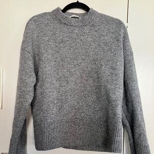 A Day's March Sweater - Mid Grey, XS - Scandanavian Boxy Fit, 100% Lambswool